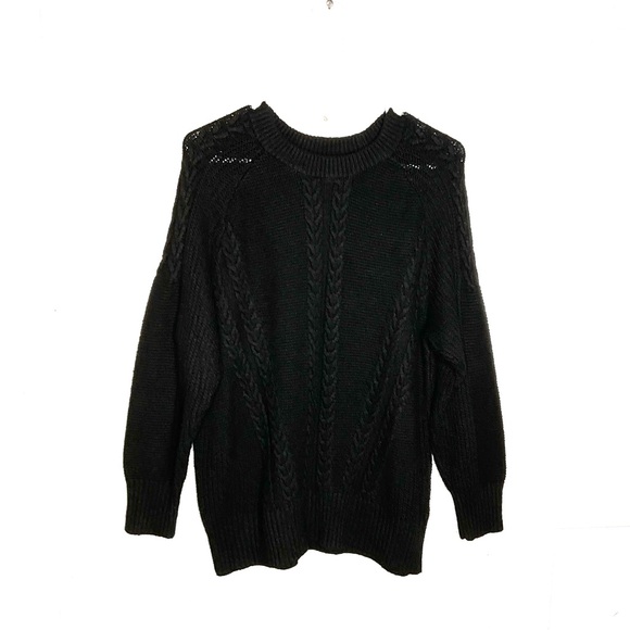 Wonderly Sweaters - < Wonderly Black Oversized Cable Knit Sweater >